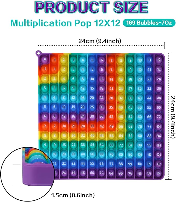 Multiplication Game Table Digital Multiplication Board Game, Addition and Multiplication in One, Rainbow Dimple Fingertip Toy, Create Stress-Relieving Math Manipulation (1 Piece)