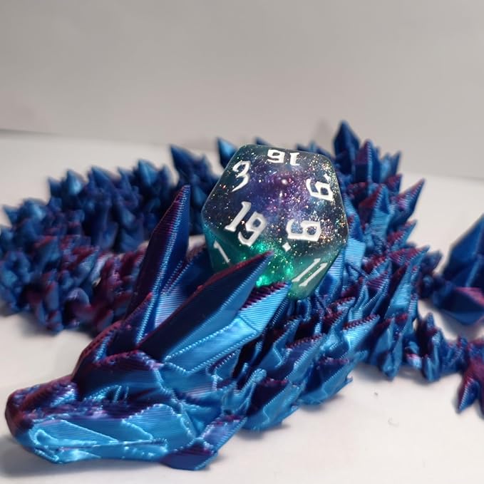 10PCs D20 Polyhedral Dice Set 22mm for DND RPG MTG Dungeons and Dragons Dice (Purple+Green)