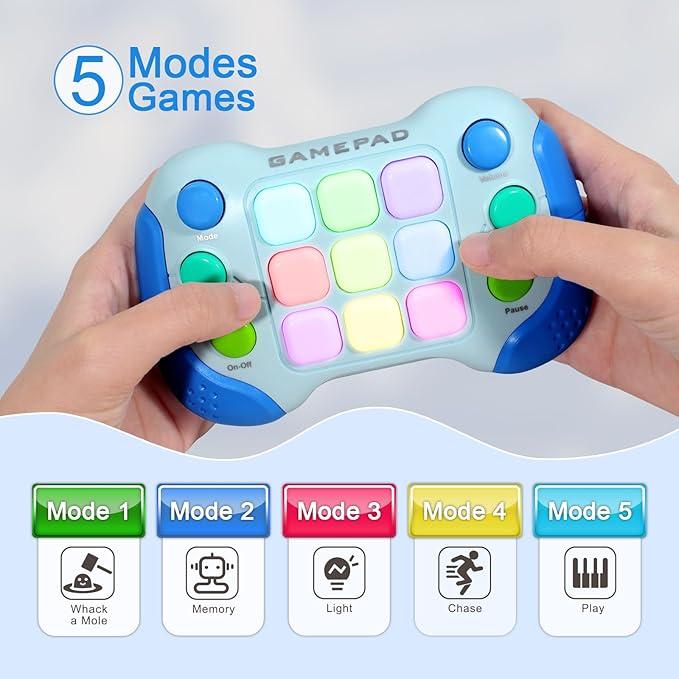 Fast Push Bubble Game, Quick Push Pop Light Up Game, Handheld Pro Game Machine Toys for Kids, Sensory Fidget Toys, 5 Modes Birthday Gifts for 6 7 8 9 Year Old Boys & Girls
