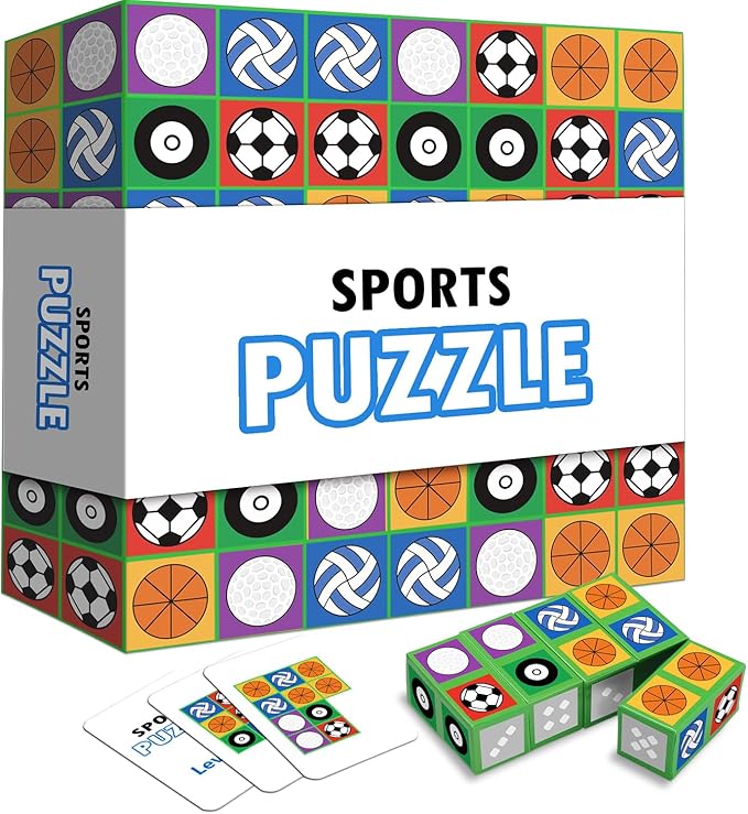 Matching Board Game, Sports Block Puzzle Games Visual Recognition Fast Paced Puzzle Building Cubes, Block Board Games Birthday Gifts Party Supplies