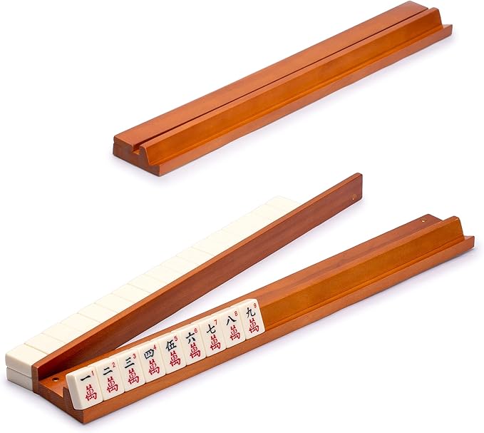 Yellow Mountain Imports American Mahjong Set, Mojave (Ivory) with Brown Soft Case, All-in-One Racks with Pushers, Wright Patterson Scoring Coins, Dice, & Wind Indicator