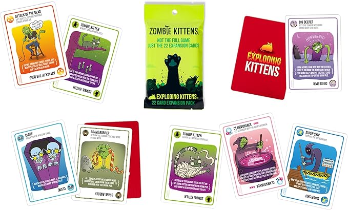Zombie Kittens Expansion Pack by Exploding Kittens - 2-5 Players - Ages 7+ - 15 Minutes to Play - Original Game Required - Party Game, Ideal for Family Night, Kid and Adult