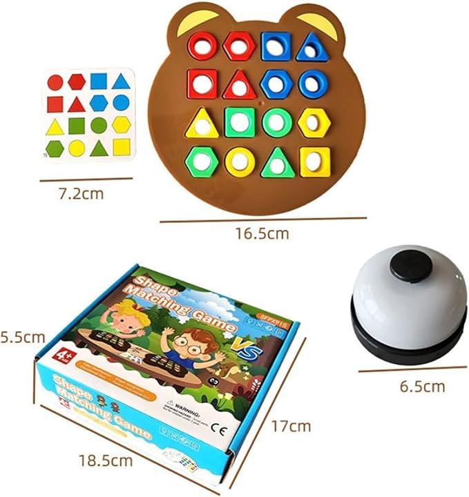 Shape Matching Game, Hailoyearn Shape Matching Game, Geometric Shape Quick Matching Board Game, Cute Bear Shaped Checkerboard Interactive Board Games for Two Players