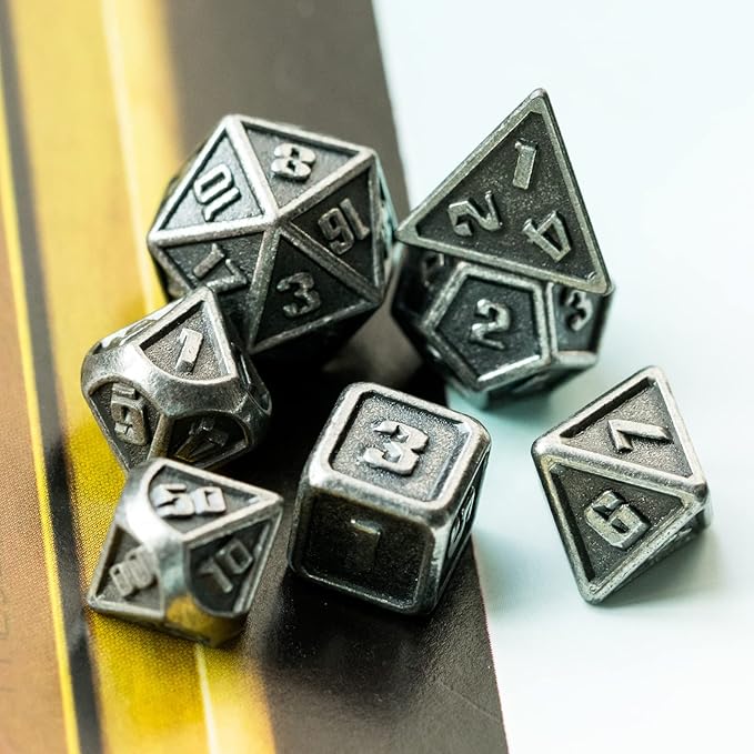 UDIXI Mini Dice DND Metal Dice Set, 10mm Tiny Small Metal D&D Polyhedral Dice Set for Dungeons and Dragons Role Playing Games (Silver)