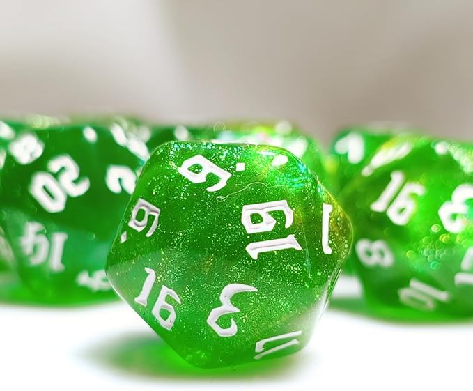 10PCs D20 Polyhedral Dice Set 22mm for DND RPG MTG Dungeons and Dragons Dice (Green)