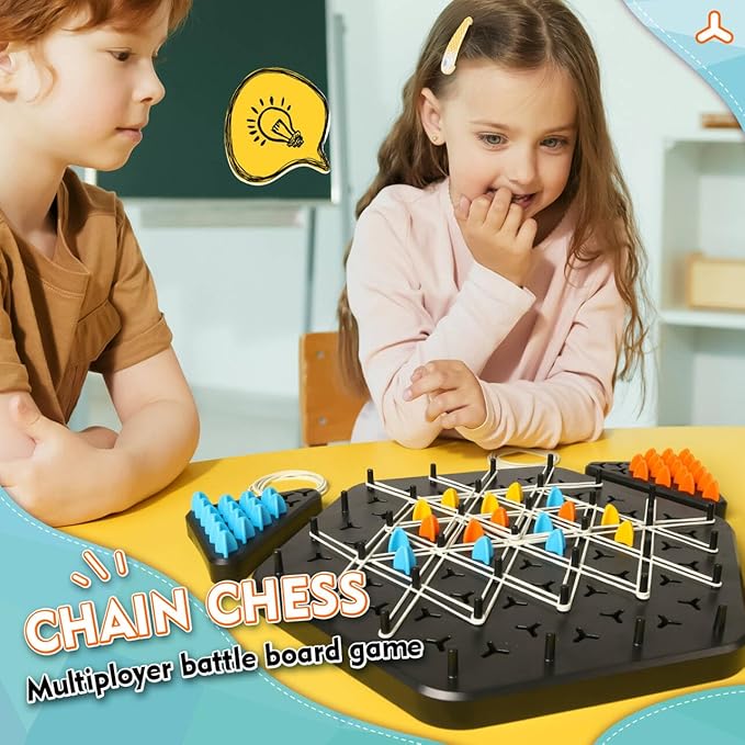 Large Size Chain Triangle Chess Game, Triggle Game, Board Game for Family Game Night - Family Board Games for Kids and Adults - 2-4 Players - Ages 3 Years and Up