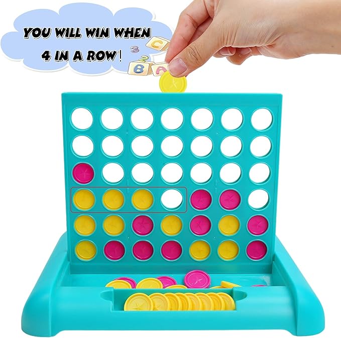 IAMGlobal 4 in a Row, Board Games, Four in a Row Game, Travel Size Line Up 4, Classic Family Toy for Kids and Family for Fun (Blue) (9.8 Inch)