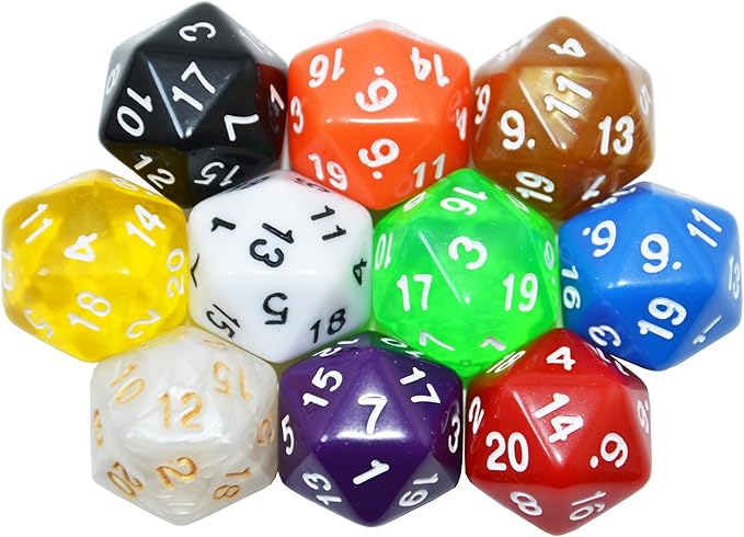 SmartDealsPro 10-Pack 20 Sided Dice D20 Polyhedral Dice for DND RPG MTG Table Game (Mix Color)
