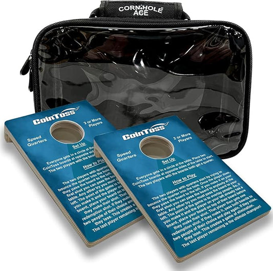 2 CoinToss Boards and Carry Case Set - Speed Quarters - Turquoise