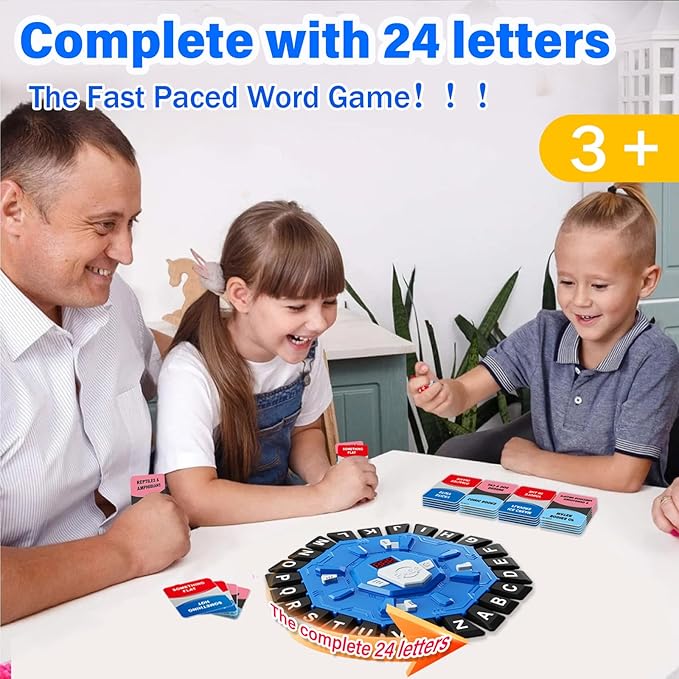 Word Game with LED Display, Alphabet Games, Fast-Paced Family Board Game for Learning Playing Game Gifts for Ages 3+ (Blue)