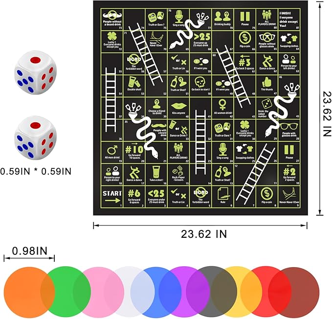 GOLDGE Tip-Land Drinking Game for Parties, Board Game Mat for Adults, Family Party Game Perfect for Parties & Family Games Nights