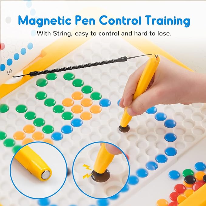 SGILE 2 Pack Magnetic Drawing Board, Magna Dots Doold Pad and Large Magnet Sketch Tablet for Kids, Early Learning Sensory Art Toddler Toys Preschool Travel Gifts for Boys Girls Age 18 Month+