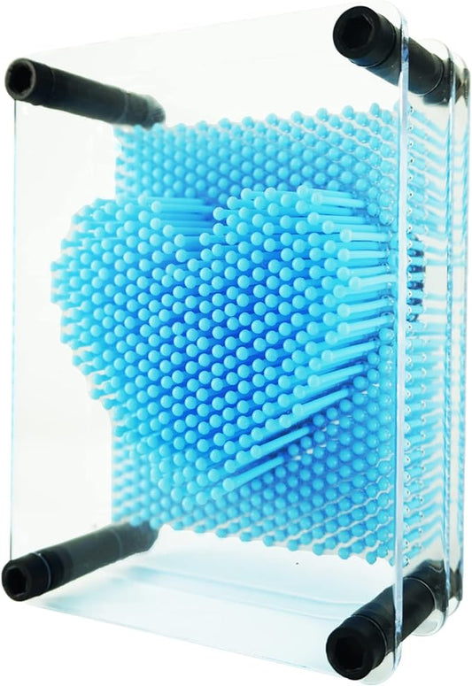 3D Pin Art Sensory Toy Size 5x3.7 Inches Needles Pin Impression Toy Intellectual Fun Rainbow Toys, Lightblue