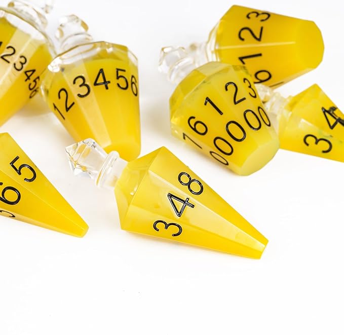 7PCS Potion DND Dice Set,Transparent Sharp Edge Dice Set D&D RPG Polyhedral Die,for Dungeons & Dragons, Pathfinder, and TTRPG Roleplaying Games.(Yellow)