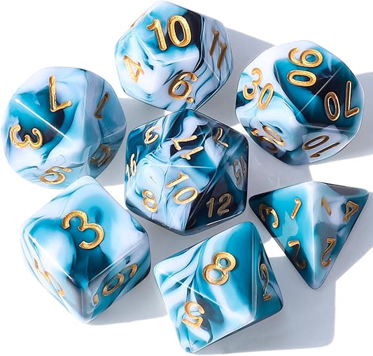 CiaraQ DND Polyhedral Dice Set with a Black Dice Bag for D&D RPG MTG Role Playing Table Games