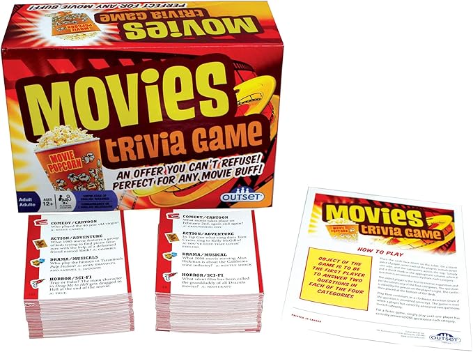 Outset Media Movies Trivia Game - Party Game - Family Game - Travel Game - Fun and Easy to Play - 880 Trivia Questions - for 2 or More Players - Ages 12+