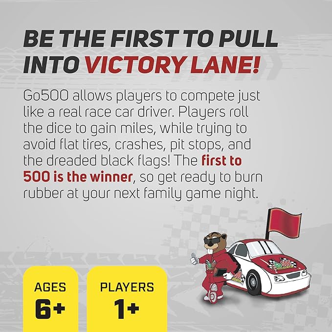 Zobmondo!! Go500 Car Racing Dice Game | Great for NASCAR Fans, Families, and Kids | Portable Fun Game for Home, Travel, Camping, Bleachers, Vacation, Beach