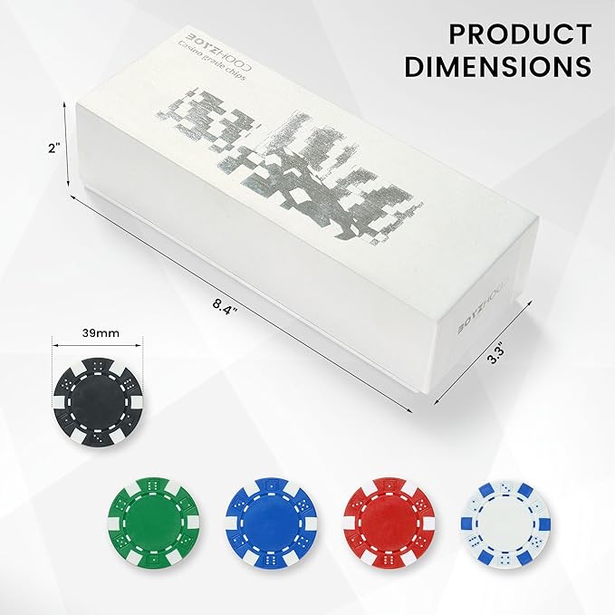 Boyzhood Poker Chips,Poker Set with Aluminum Travel Case,11.5 Gram Poker Chips Set for Texas Holdem Blackjack Gambling. (100Pcs)