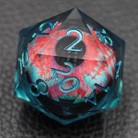 Dungeons and Dragons DND Dice D20, Moving Eyeball Liquid Core Dice Set D&D 33MM Oversized D20 Single Sharp Edge Resin dice with Gift Case, Polyhedral Dice for Role Playing Game