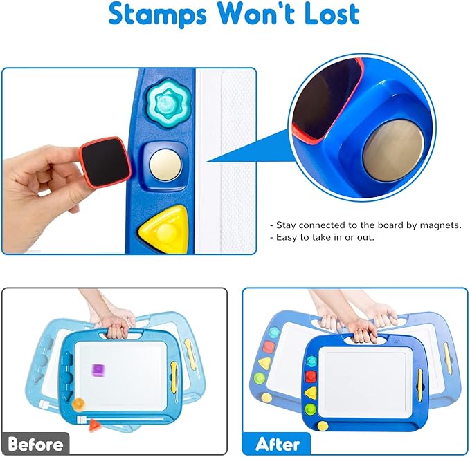 SGILE 2 Pack Magnetic Drawing Board, Magna Dots Doold Pad and Large Magnet Sketch Tablet for Kids, Early Learning Sensory Art Toddler Toys Preschool Travel Gifts for Boys Girls Age 18 Month+