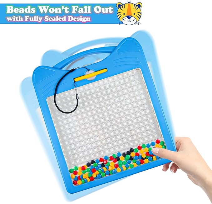 Magnetic Letters and Numbers Set for Toddlers - Magnet Drawing Doodle Board with Beads and 2 Pens, Magnetic Dot Art, Preschool Learning ABC Math for 3 4 5 Years Old Girls Boys