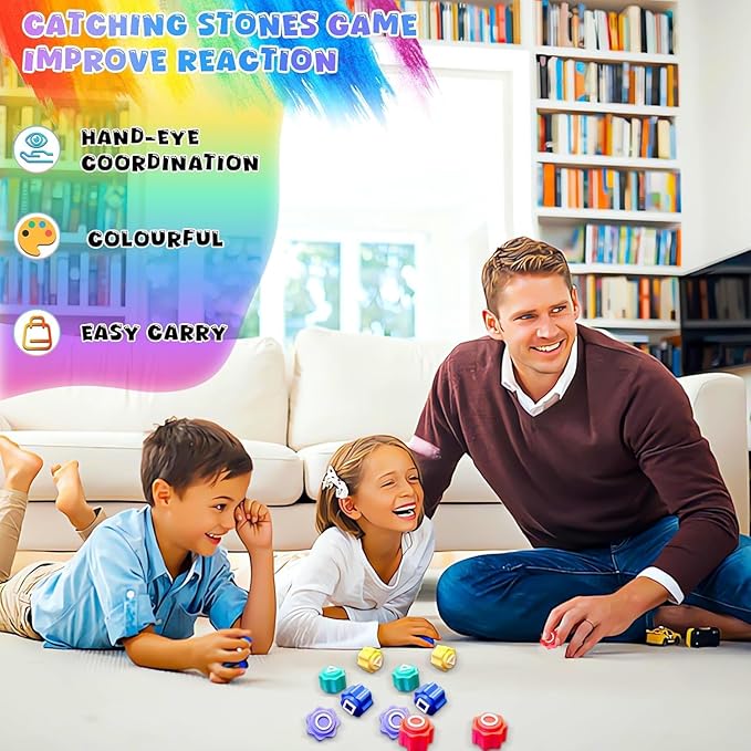 Amerzam Gonggi Korean Game, Gonggi Korean Tossing Game Set (Korean Traditional Play) Jebi chagi Stone catching Biseokchigi Paeng-y DDAKJI Family Party Collections (1 Set)