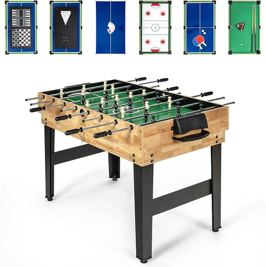 Giantex 10-in-1 Multi Game Table, Combo Game Table Set w/Hockey, Foosball Pool Ping-Pong Chess Cards Checkers Bowling, Shuffleboard, Backgammon, Adult Size Foosball Table for Game Room, Family