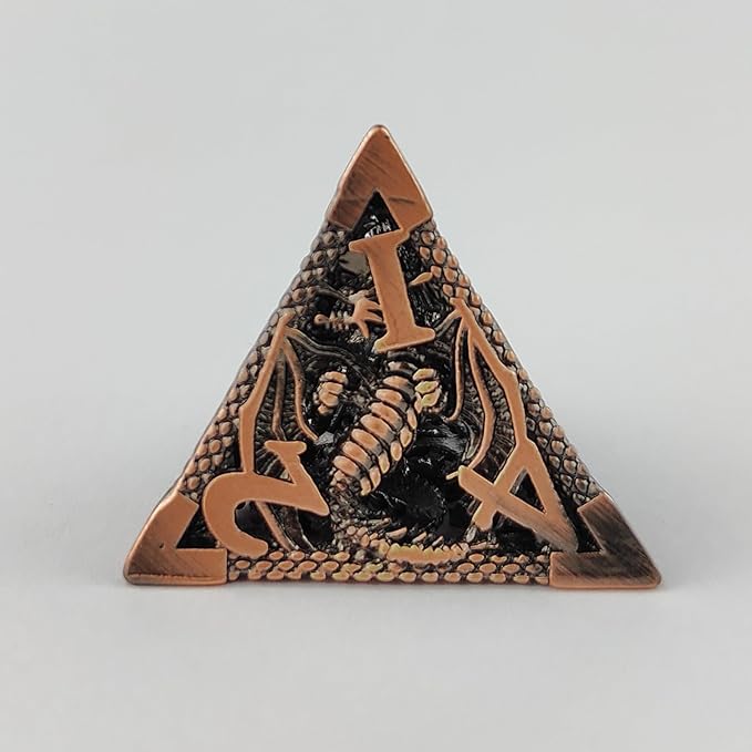Hollow Dragon Metal Dice,Unique Dungeons and Dragons Polyhedral Dice Set for D&D TRPG,MTG,Pathfinder,Table Board Roll Playing Games D4 D6 D8 D10 D% D12 D20 (Copper)