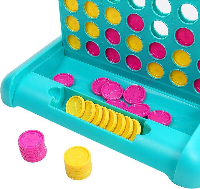 IAMGlobal 4 in a Row, Board Games, Four in a Row Game, Travel Size Line Up 4, Classic Family Toy for Kids and Family for Fun (Blue) (9.8 Inch)