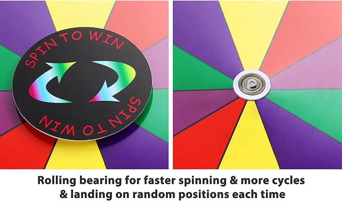 WinSpin 15" Prize Wheel 10 Slots Heavy Duty Editable Tabletop Spinning Wheel with Dry Erase Marker & Eraser for Fortune Game Tradeshow and Carnival, Classic Series