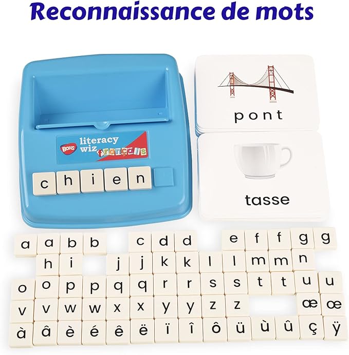 BOHS French Literacy Wiz Fun Game - Lower Case Sight Words - 60 Flash Cards - Preschool Language Learning Educational Toys
