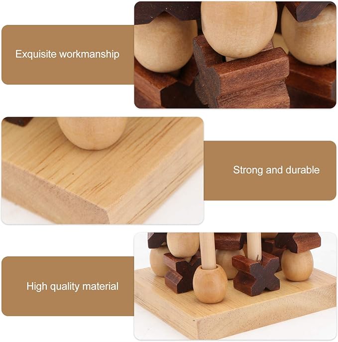 Kisangel 3D Wooden Toe Game Board for Kids Adult Family Tabletop Board Game Family Game Wood Strategy Board Game 1 Set