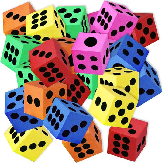 ArtCreativity Foam Dice for Kids, Bulk Set of 48, 1.5 Inch Large Foam Dice Set in Assorted Colors, Great as Foam Dice for Classroom, Casino Party Decorations, and Colored Dice for Board Games