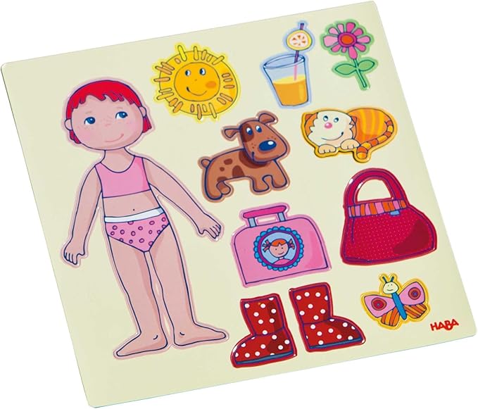 HABA Dress-Up Doll Magnetic Game Box & Magnetic Puzzle for Toddlers, Travel-Friendly Road Trip Toy for Kids, Toddler Activities for 2-4 Year Olds, 54 Piece Set