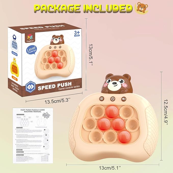 Quick Push Game Fidget Toys for Kids Adults, Handheld Speed Pushing Game Machine, Push Bubble Stress Toy, A Fun Multiplayer Game for Family, Birthday Gifts for 3-12 Years Old Kids Girls Boys