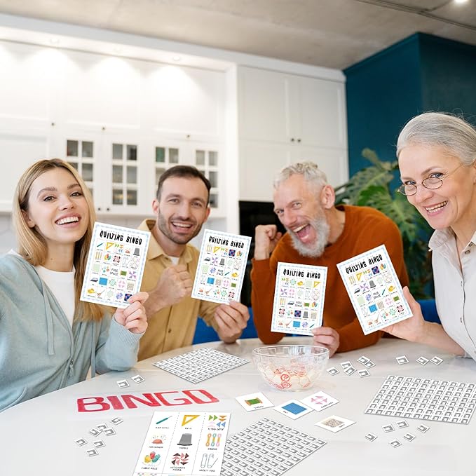 Quilting Bingo Games, 24 Players Bingo Cards, Indoor Outdoor Activities for Family Friends, Vacation Gifts for Adults Teenager, Quilting Gifts Quilt Guild Game Bingo Supplies -07