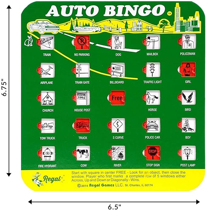 Auto Backseat Bingo Pack of 4 Bingo Cards Great For Family Vactions Car Rides and Road Trips