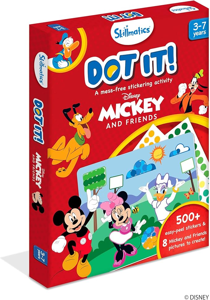 Skillmatics Dot It Sticker Art Activity - Disney Mickey & Friends, Mess-Free Fun for Kids, 500+ Stickers, Craft Kits, DIY Scrapbooking Activity, Travel Toys, Gifts for Boys & Girls Ages 3, 4, 5, 6, 7