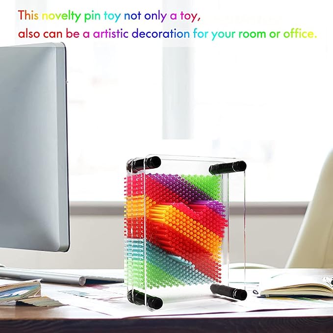 3D Pin Art Toy - Unique Plastic Colorful Pin Art Board for Kids, 3.7 * 5''Desk Board Game Inspire Imagination 3D Pin Impression Sculpture Needle Toys for Children