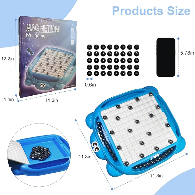 Magnetic Chess Game with 40 Magnetic Stones, Magnet Board Game, Family Party Strategy Ball Games, Magnetism War Games 2-4 Player