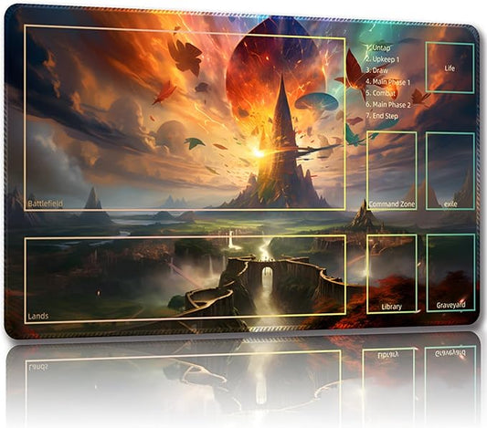 Playmat for MTG, with Free Storage Bags,Game Mat 24 x 14 inches, TCG and Board Game Mat for Cards,Mousepad Desk Mats (Auxiliary Combat)