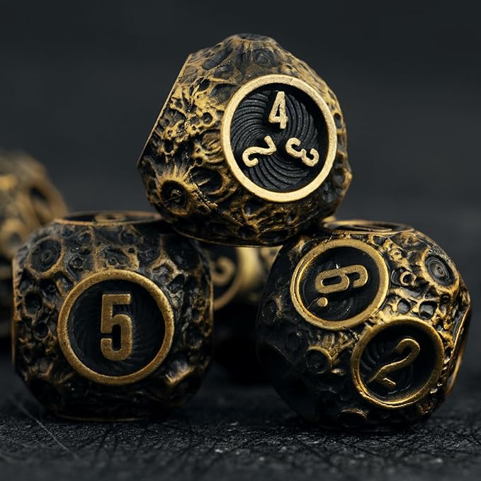 DND dice Set Metal dice Role Playing Metal Polyhedral Dice Dungeons and Dragons Dice (Brass)