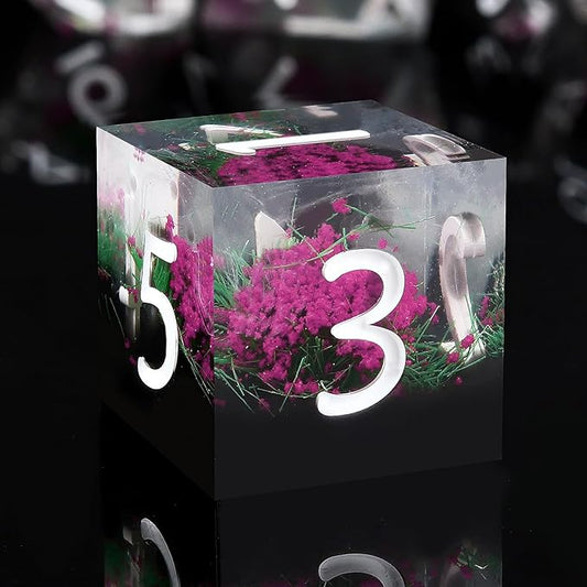 Haxtec Flower D&D Dice Set with Case - Polyhedral Dice, Sharp Edge Resin Dicia for TTRPGs DND Gift