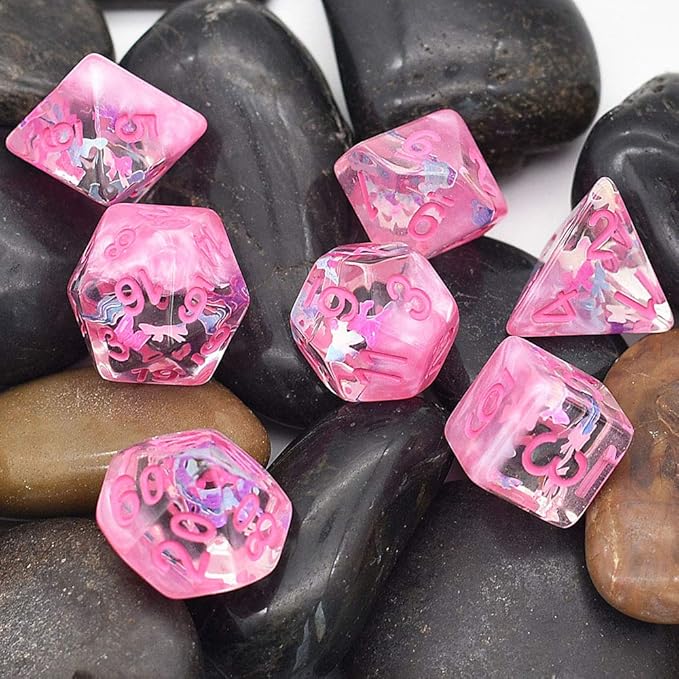 UDIXI Polyhedral DND Dice Set, D&D Dice Pink Dice Compatible Dungeons and Dragons Role Playing Game,Board Games, d and d Dice Set
