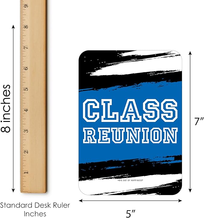 Big Dot of Happiness Reunited Blue - Find the Classmate Bingo Cards and Markers - Royal Blue School Class Reunion Party Bingo Game - Set of 18