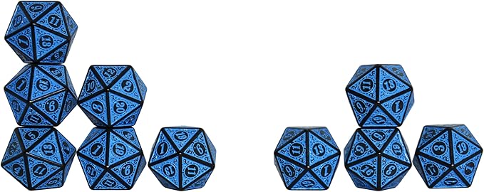 SmartDealsPro 10-Pack Retro 26mm Large 20 Sided Dice D20 Polyhedral Dice for DND RPG MTG Table Game(Retro Blue)