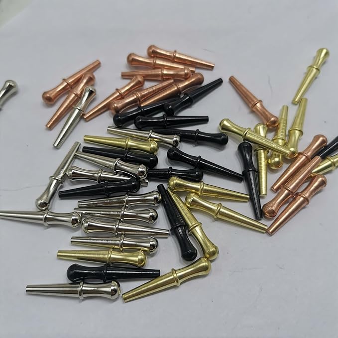 12pcs Length 1inch Metal Cribbage Pegs Board Steel Cone for 1/8 Holes 4 Colors Cribbage Traditional Board Game Gold White Black and Rose Gold