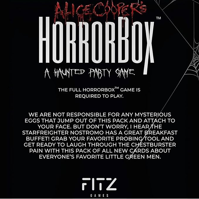 FITZ Alice Cooper's HorrorBox: Aliens Expansion Pack - Fitz Games, 40 Cards, A Haunted Party Game, Card Game of Spooky Questions Answers & Dares, for 4-10 Thrill Seekers Ages 14+