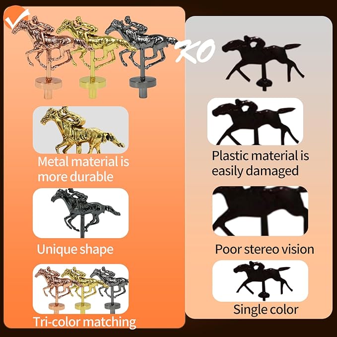 yquorp Metal Horse for Horse Racing Board Game，Gold×4, Rose Gold×4, Silver×3 Classic Style Collection Souvenirs (Gold×4+Rose Gold×4+Silver×3)…