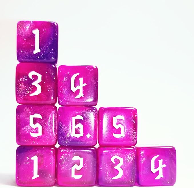10 PC D6 dice 16mm Acrylic Dice Set for RPG MTG DND Dice Table Games and Board Games (Pink)